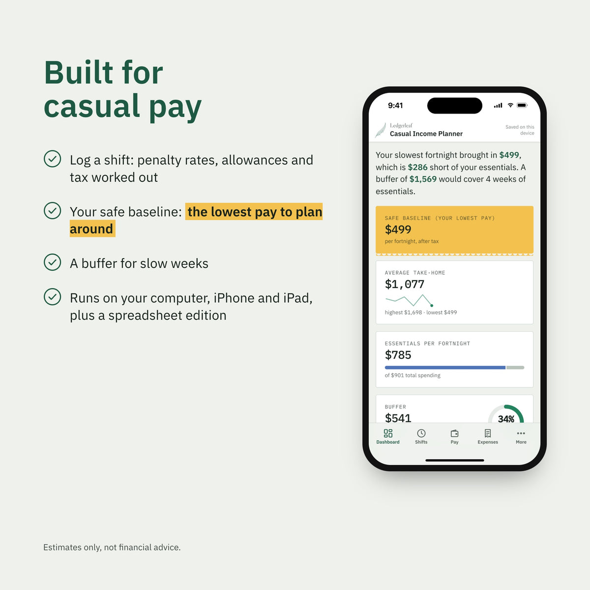 Casual Income Planner: what you get