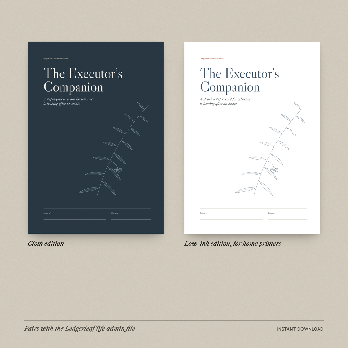 Cloth and low-ink editions of The Executor's Companion