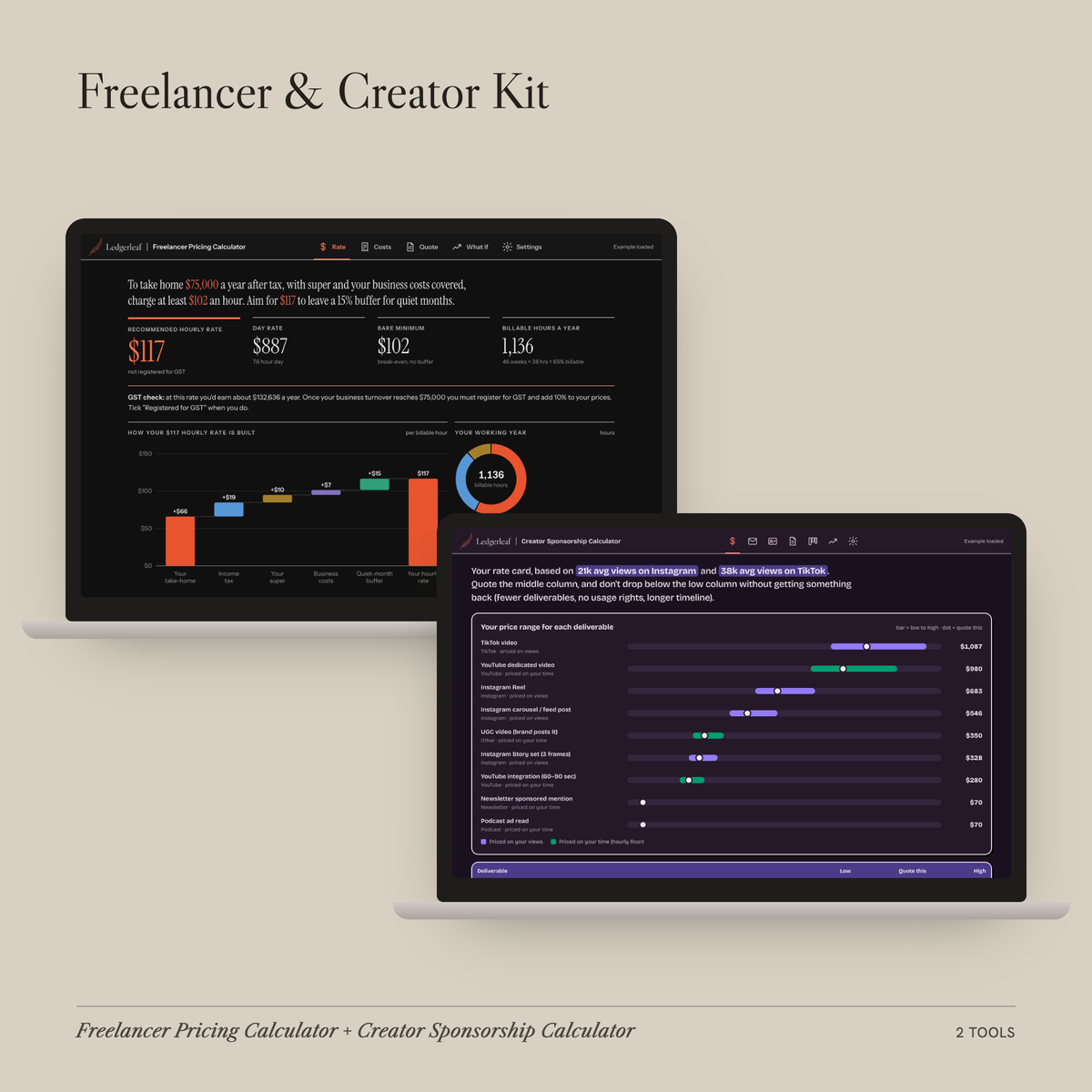 Freelancer Pricing and Creator Sponsorship calculators together