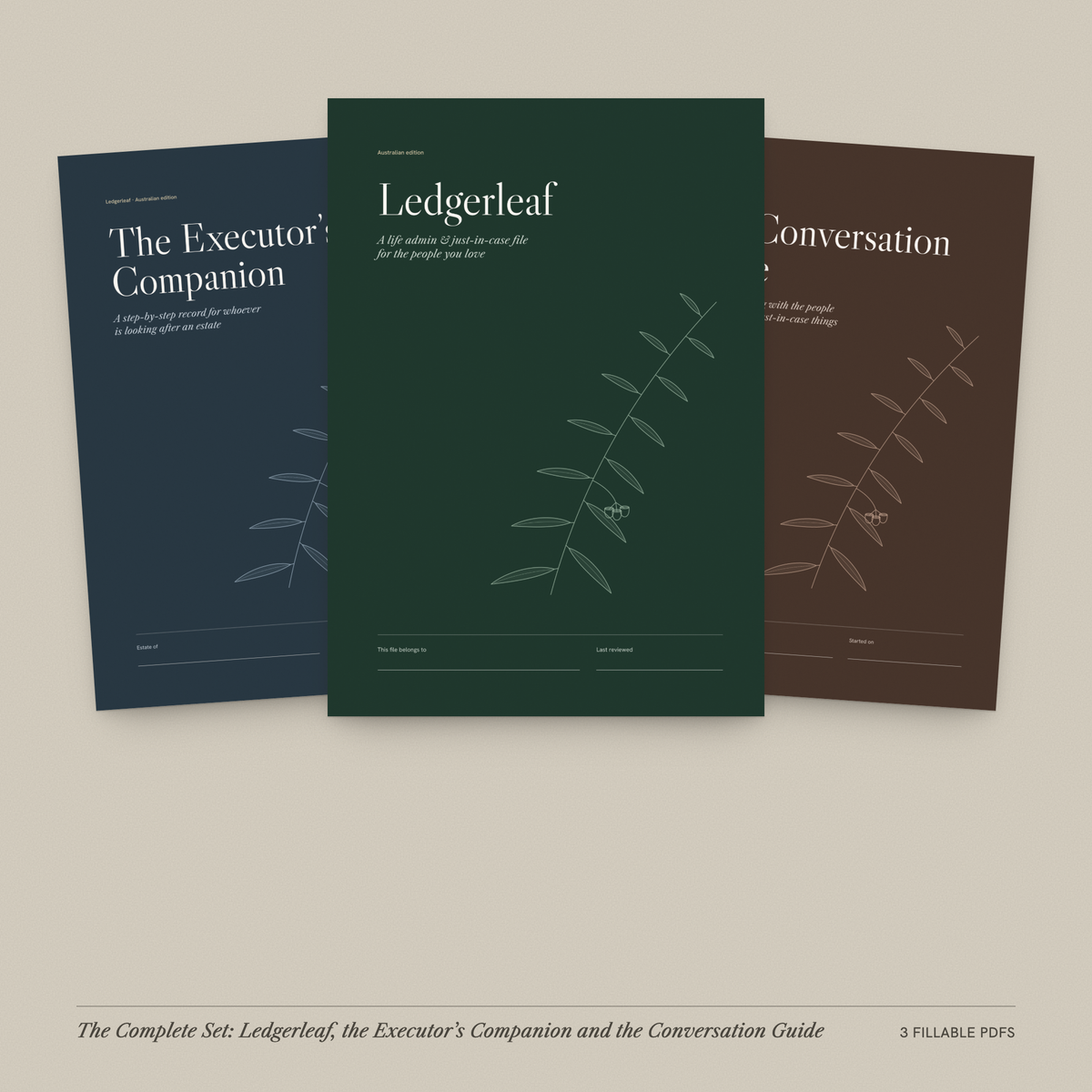 The three Ledgerleaf record books in the Complete Set